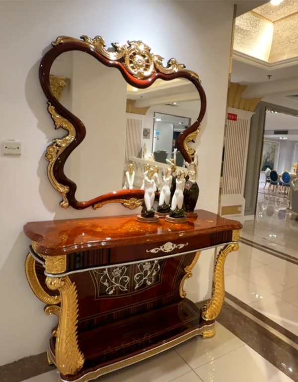 Luxury Royal Console Table with Ornate Gold Detailing & Mirror
