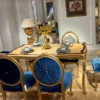 Imperial Elegance Gold-Framed Dining Table with 6 chair Set gold painting