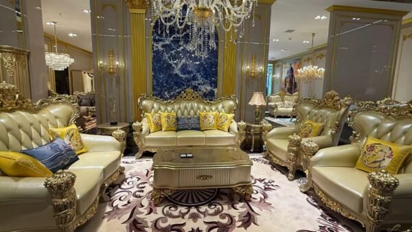 Majestic Luxe Cream & Gold Living Room Ensemble