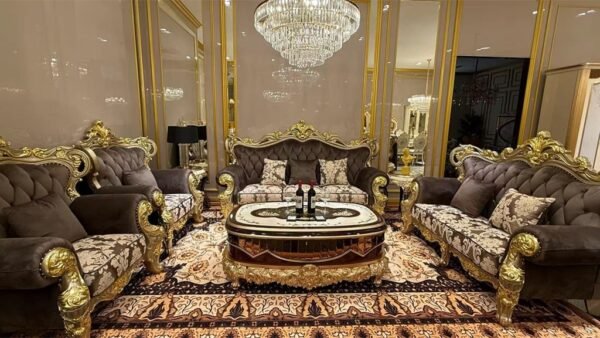 Royal Noir Marble & Gold Living Room Collection