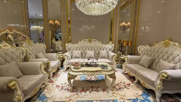 Imperial Grace Beige & Gold Living Room Set